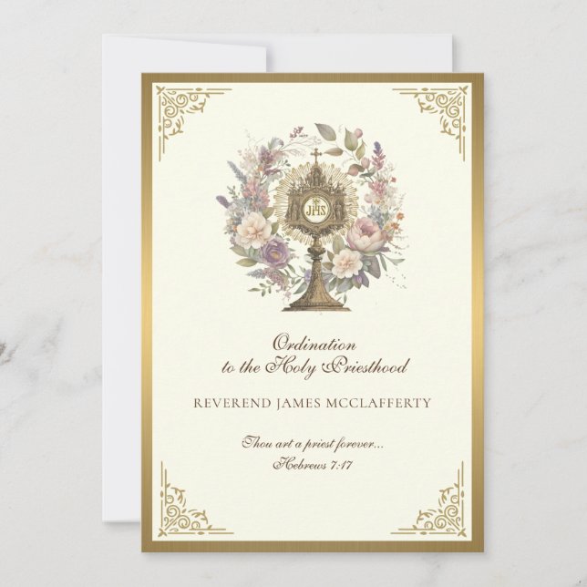 Convite à Ordenação Católica à Santa Sé (Frente)