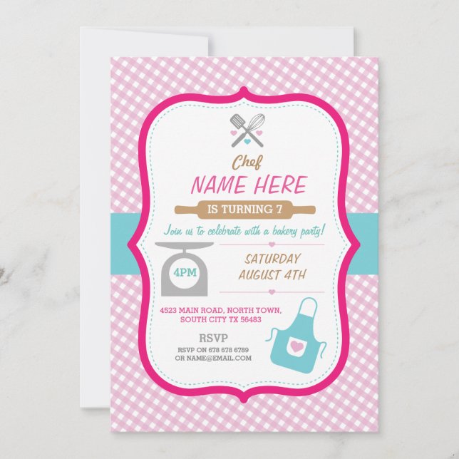 Convite A padaria que coze todas as meninas de festa de (Frente)