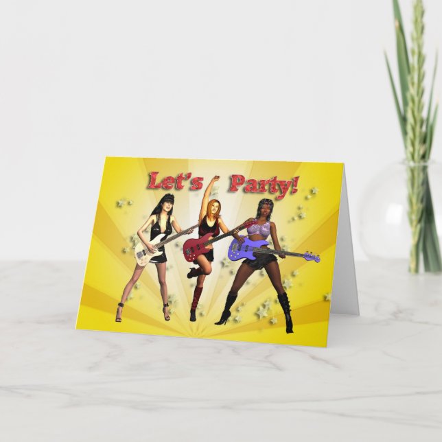 Convite A party invitation with a girl band (Frente)