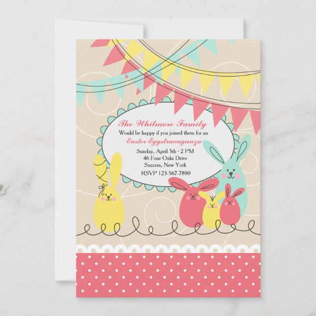 Convite à Páscoa de Celebração de Bunny (Frente)