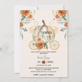 Convite A Pequena Abóbora está a caminho Chá de fraldas de