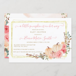 Convite a pequena abóbora está a caminho do chá de fraldas