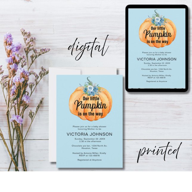 Convite A Pequena Abóbora está a caminho do Chá de fraldas (Criador carregado)