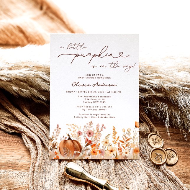 Convite A Pequena Abóbora está no Caminho do Chá de fralda (Criador carregado)