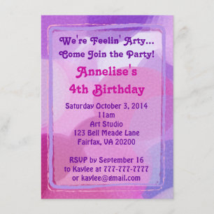 Convite A pintura roxa cor-de-rosa do partido da arte