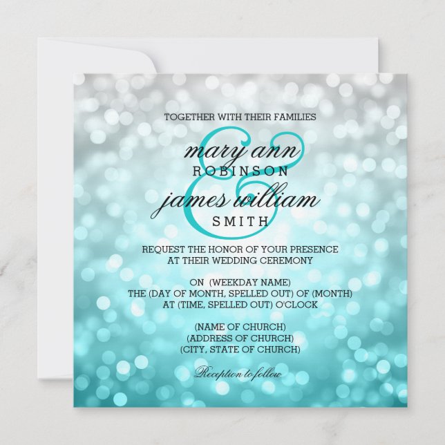 Convite A praia Ombre Bokeh ilumina o casamento do verão (Frente)