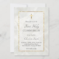 Convite à Primeira Comunhão de Mármore Branco