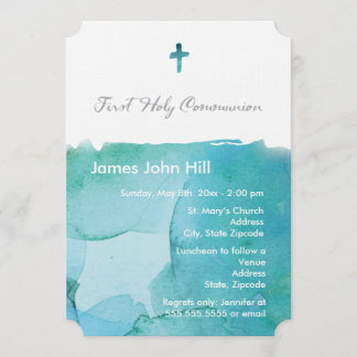 Convite à Primeira Comunhão de Watercolor Boy