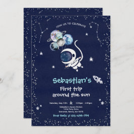 Convite A Primeira Viagem Do primeiro aniversario Espacial