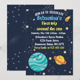 Convite A Primeira Viagem Do primeiro aniversario Espacial