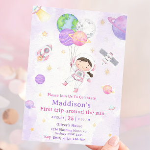 Convite A Primeira Viagem Do primeiro aniversario Espacial
