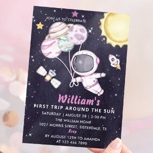 Convite A Primeira Viagem Do primeiro aniversario Espacial