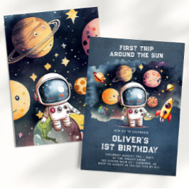 Convite A Primeira Viagem Do primeiro aniversario Espacial