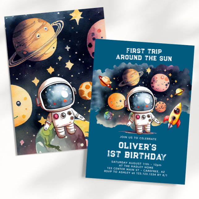 Convite A Primeira Viagem Do primeiro aniversario Espacial (Criador carregado)