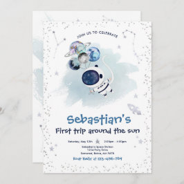 Convite A Primeira Viagem Do primeiro aniversario Espacial