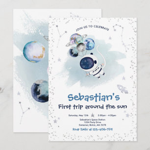 Convite A Primeira Viagem Do primeiro aniversario Espacial