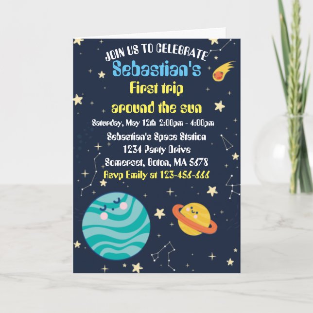 Convite A Primeira Viagem Do primeiro aniversario Espacial (Frente)