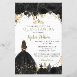 Convite à Princesa Dourada Quinceañera