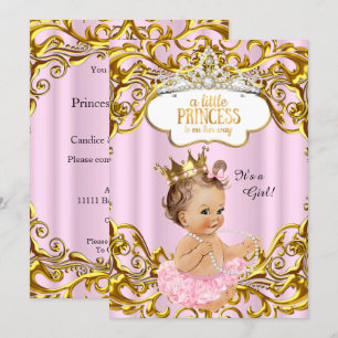 Convite A princesa está a caminho Chuveiro de Bebê Rosa Mo