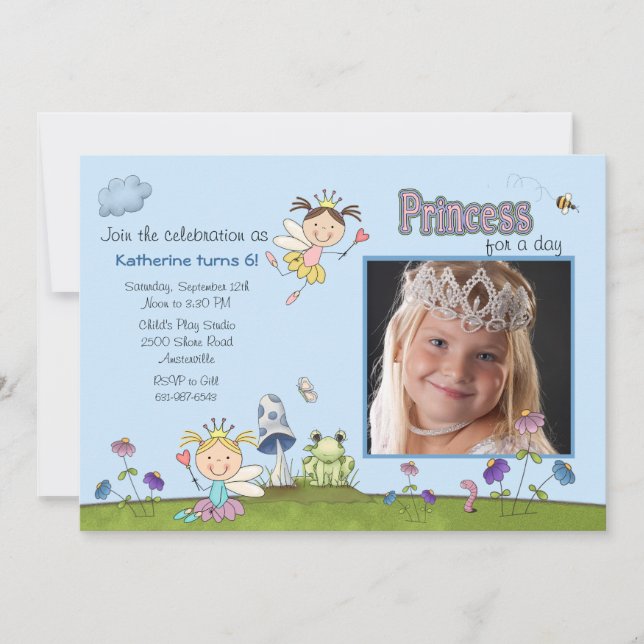 Convite A princesa para a festa de aniversário da foto do (Frente)
