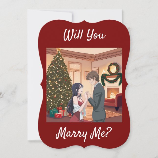 Convite A Proposta De Natal - Vai Me Casado? Ela para ele (Frente)
