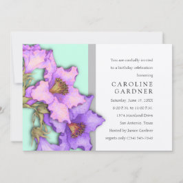 Convite à Púrpura e Rosa de Aniversário