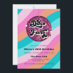 Convite A qualquer ano, Bola de Retro Disco Rosa, Rosa, An<br><div class="desc">Concurso de Aniversário Retro Disco Ball Rosa Rosa</div>