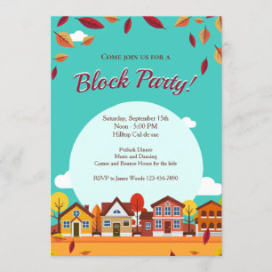 Convite A queda abriga a festa do quarteirão da vizinhan