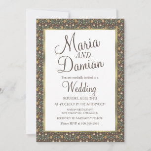 Convite A Queda Ditsy Deixa O Casamento De Padrão Verde