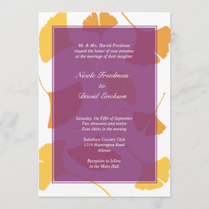 Convite A queda do ginkgo deixa o ouro roxo de casamento n