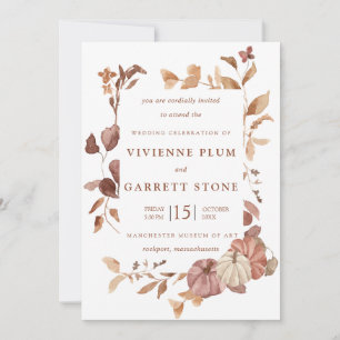 Convite A Queda Elegante Deixa Pumpkins Casamento Minimali