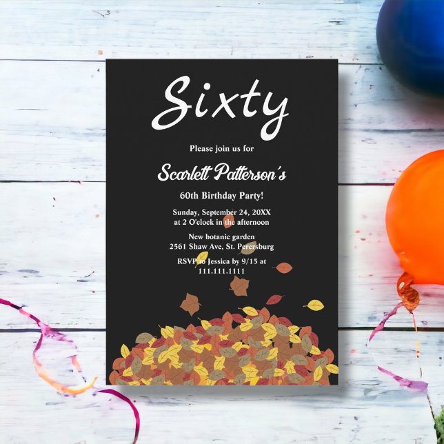 Convite A queda russa de preto e branco deixa o 60º aniver (Criador carregado)