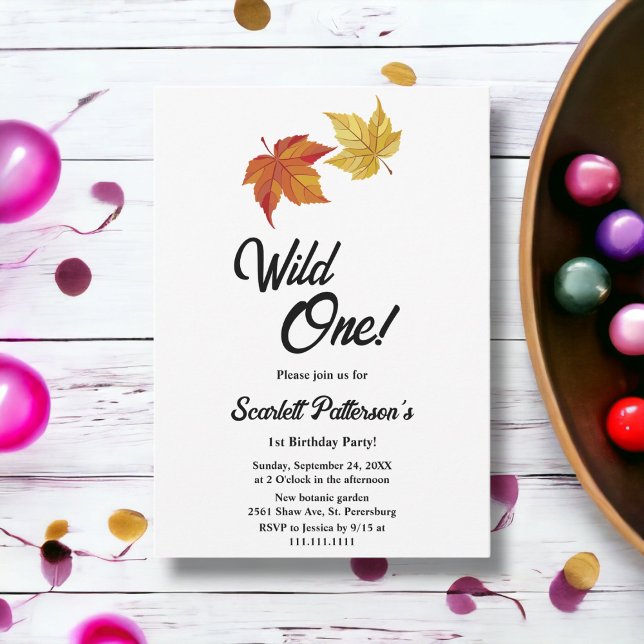 Convite A Queda Simples Elegante Deixa primeiro aniversari (Criador carregado)