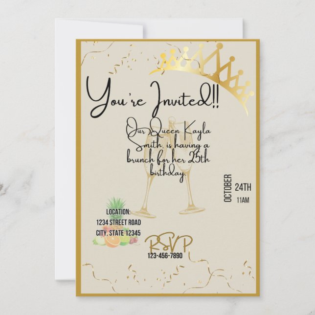 Convite à Rainha Aniversário (Frente)