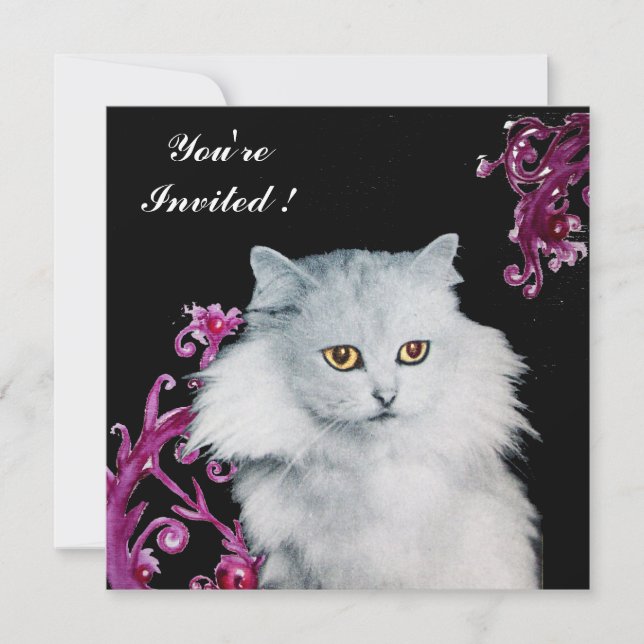 Convite A RAINHA DOS GATOS BRANCOS, Ruby Vermelho, Preto (Frente)