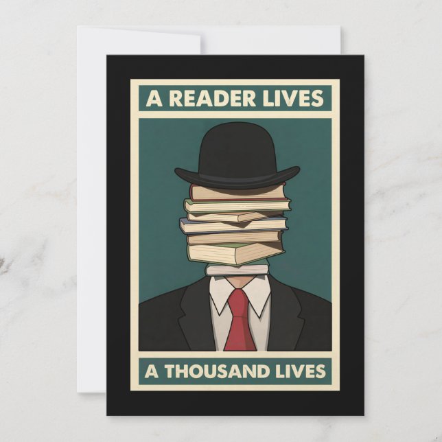 Convite A Reader Lives a Thousand Lives Bibliophile Wisdom (Frente)