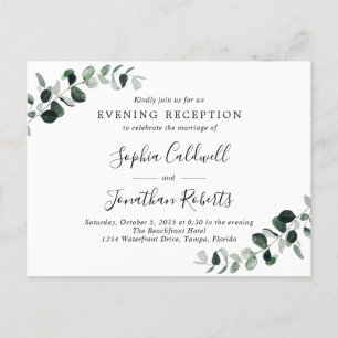 Convite à Recepção de casamento Eucalyptus Noite