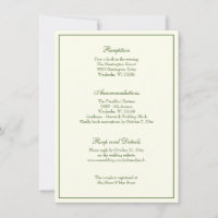 Convite à Recepção de casamento Verde Marfim Elega