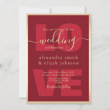 Convite à Recepção de casamento Vermelha Moderna