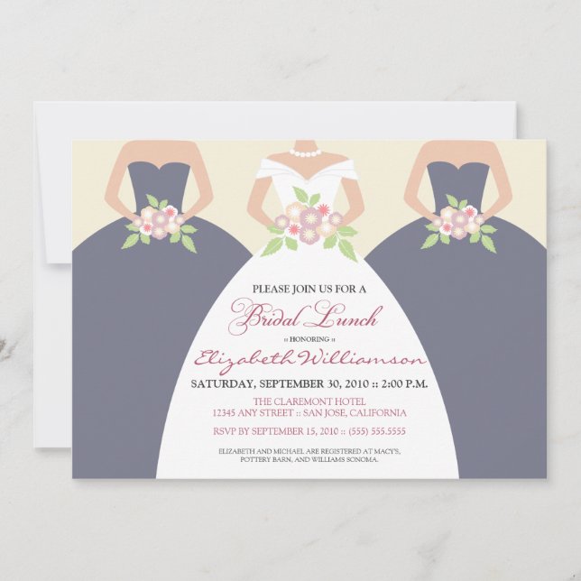 Convite A refeição matinal nupcial da noiva & das damas de (Frente)