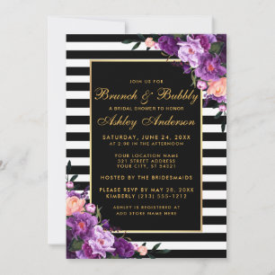 Convite A refeição matinal roxa listrada Dourado do chá