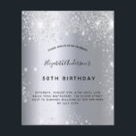 Convite à relíquia de aniversário<br><div class="desc">Um convite moderno, na moda e glamouroso para a 50ª festa de aniversário (ou qualquer idade) da mulher. Um fundo com aspecto sujo de prata com pó sujo de prata. O nome é escrito com um moderno script estilo escrito à mão preta. Personalize e adicione um nome, idade e detalhes...</div>