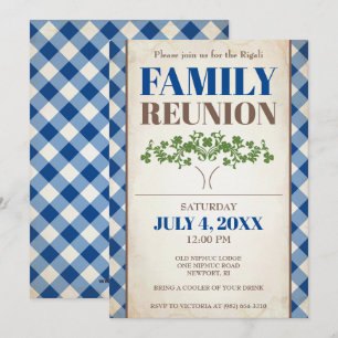 Convite A reunião de família convida, árvore, piqueniqu