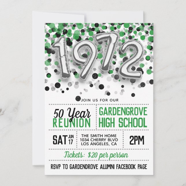 Convite à Reunião do Segundo grau College, 1972 (Frente)