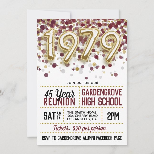 Convite à Reunião do Segundo grau College, 1979 (Frente)