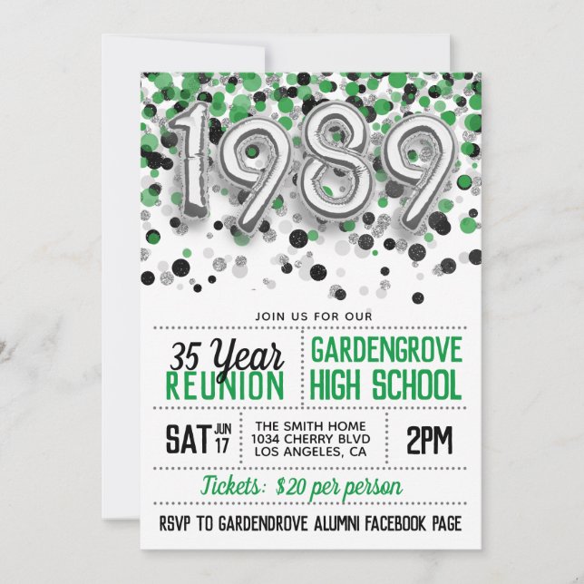 Convite à Reunião do Segundo grau College, 1989 (Frente)