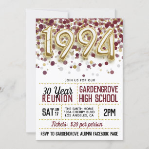 Convite à Reunião do Segundo grau College, 1994