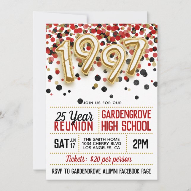 Convite à Reunião do Segundo grau College de 1997 (Frente)