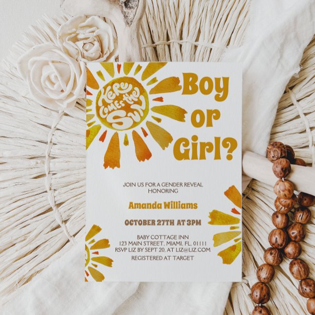 Convite A Revelação Do Gênero Sunshine Vem Aqui O Sol Pens (Criador carregado)