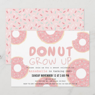 Convite A rosquinha cresce acima o primeiro aniversario